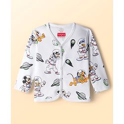 Babyhug Disney Interlock Knit Full Sleeves Jhablas with Mickey Mouse Graphics Pack of 3 - White Orange & Blue