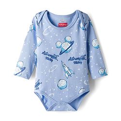 Babyhug Disney Interlock Knit Full Sleeves Onesie with Mickey Mouse Graphic Pack of 3 - Peach White & Light Blue