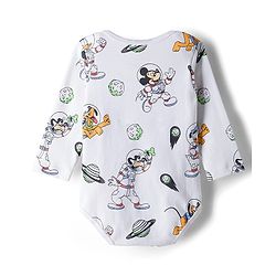 Babyhug Disney Interlock Knit Full Sleeves Onesie with Mickey Mouse Graphic Pack of 3 - Peach White & Light Blue