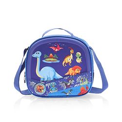 Babyhug Dinosaur Kids Insulated Lunch Box Bag with Adjustable Shoulder Strap & Handle - Blue| Thermal Lunch Carry Bag with Zip Closure for Boys & Girls