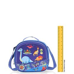 Babyhug Dinosaur Kids Insulated Lunch Box Bag with Adjustable Shoulder Strap & Handle - Blue| Thermal Lunch Carry Bag with Zip Closure for Boys & Girls