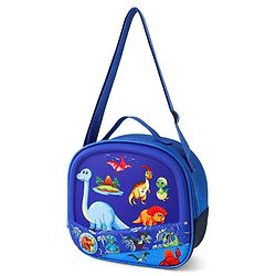 Babyhug Dinosaur Kids Insulated Lunch Box Bag with Adjustable Shoulder Strap & Handle - Blue| Thermal Lunch Carry Bag with Zip Closure for Boys & Girls