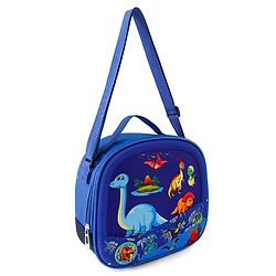 Babyhug Dinosaur Kids Insulated Lunch Box Bag with Adjustable Shoulder Strap & Handle - Blue| Thermal Lunch Carry Bag with Zip Closure for Boys & Girls