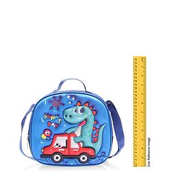 Babyhug Dinosaur Kids Insulated Lunch Box Bag with Adjustable Shoulder Strap & Handle - Blue| Thermal Lunch Carry Bag with Zip Closure for Boys & Girls
