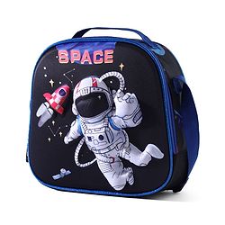 Babyhug Dinosaur Kids Insulated Lunch Box Bag with Adjustable Shoulder Strap & Handle - Blue| Thermal Lunch Carry Bag with Zip Closure for Boys & Girls