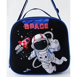 Babyhug Dinosaur Kids Insulated Lunch Box Bag with Adjustable Shoulder Strap & Handle - Blue| Thermal Lunch Carry Bag with Zip Closure for Boys & Girls