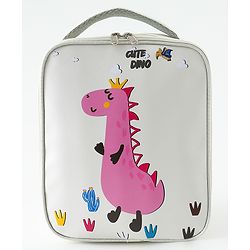 Babyhug Dino Water Resistant Lunch Bag -  Beige| Compact & Lightweight Lunch Carry Bag for Kids & Parents