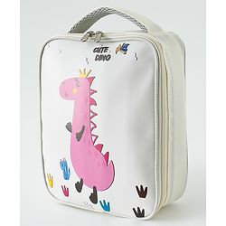Babyhug Dino Water Resistant Lunch Bag -  Beige| Compact & Lightweight Lunch Carry Bag for Kids & Parents
