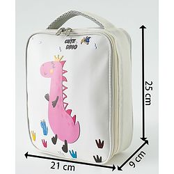 Babyhug Dino Water Resistant Lunch Bag -  Beige| Compact & Lightweight Lunch Carry Bag for Kids & Parents