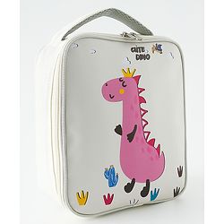 Babyhug Dino Water Resistant Lunch Bag -  Beige| Compact & Lightweight Lunch Carry Bag for Kids & Parents