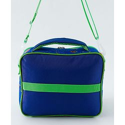 Babyhug Dino Kids Lunch Bag with Bottle Pouch and Front Pocket - Blue+Green| Adjustable Shoulder Strap| Lunch Carry Bag for School & Travel for Boys & Girls