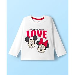Babyhug Disney Single Jersey Knit Full Sleeves Pyjama Set with Minnie Mouse Graphic - White & Red