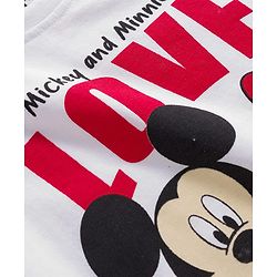 Babyhug Disney Single Jersey Knit Full Sleeves Pyjama Set with Minnie Mouse Graphic - White & Red