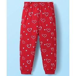 Babyhug Disney Single Jersey Knit Full Sleeves Pyjama Set with Minnie Mouse Graphic - White & Red