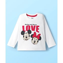 Babyhug Disney Single Jersey Knit Full Sleeves Pyjama Set with Minnie Mouse Graphic - White & Red