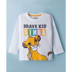 Babyhug Disney Single Jersey Knit Full Sleeves T-Shirt & Lounge Pant Set with Lion King Graphic - Navy Blue & White