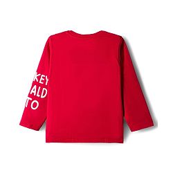 Babyhug Disney Single Jersey Knit Full Sleeves T-Shirt & Lounge Pant Set with Mickey & Friends Graphic - Navy Blue & Red