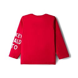 Babyhug Disney Single Jersey Knit Full Sleeves T-Shirt & Lounge Pant Set with Mickey & Friends Graphic - Navy Blue & Red