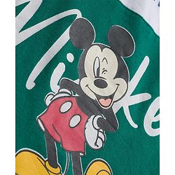 Babyhug Disney Single Jersey Knit Full Sleeves Cut & Sew T-Shirt & Lounge Pant Set with Mickey Mouse Graphic - Green