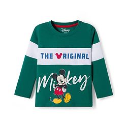 Babyhug Disney Single Jersey Knit Full Sleeves Cut & Sew T-Shirt & Lounge Pant Set with Mickey Mouse Graphic - Green
