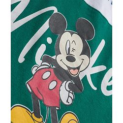 Babyhug Disney Single Jersey Knit Full Sleeves Cut & Sew T-Shirt & Lounge Pant Set with Mickey Mouse Graphic - Green