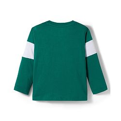 Babyhug Disney Single Jersey Knit Full Sleeves Cut & Sew T-Shirt & Lounge Pant Set with Mickey Mouse Graphic - Green