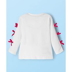 Babyhug Disney Terry Knit Full Sleeves T-Shirt and Track Pant Set with Minnie Mouse Graphic & Bow Detailing - White & Black