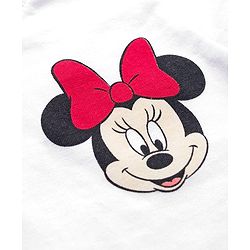Babyhug Disney Terry Knit Full Sleeves T-Shirt and Track Pant Set with Minnie Mouse Graphic & Bow Detailing - White & Black