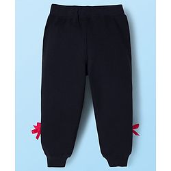 Babyhug Disney Terry Knit Full Sleeves T-Shirt and Track Pant Set with Minnie Mouse Graphic & Bow Detailing - White & Black