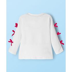 Babyhug Disney Terry Knit Full Sleeves T-Shirt and Track Pant Set with Minnie Mouse Graphic & Bow Detailing - White & Black