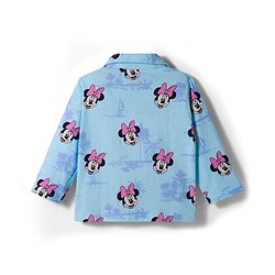 Babyhug Disney Single Jersey Full Sleeves Front Open Night Suit with Minnie Mouse Print - Blue
