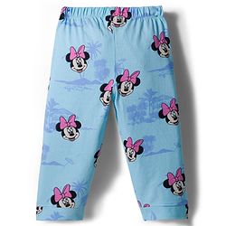Babyhug Disney Single Jersey Full Sleeves Front Open Night Suit with Minnie Mouse Print - Blue