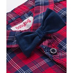Babyhug 100% Cotton Knit Full Sleeves Checkered Shirt & Jeans Set with Bow & Suspender - Multicolor