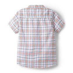 Babyhug Cotton Knit Half Sleeves Shirt & Shorts Set with Bow & Checks Print - White & Coral