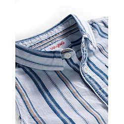 Babyhug Cotton Knit Half Sleeves Striped Shirt & Shorts Set - Blue