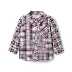 Babyhug Cotton Knit Full Sleeves Checkered Shirt & Trouser Set - Beige