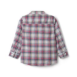 Babyhug Cotton Knit Full Sleeves Checkered Shirt & Trouser Set - Beige