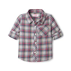 Babyhug Cotton Knit Full Sleeves Checkered Shirt & Trouser Set - Beige