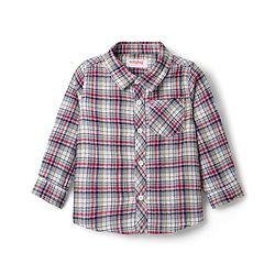 Babyhug Cotton Knit Full Sleeves Checkered Shirt & Trouser Set - Beige