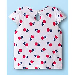 Babyhug 100% Cotton Knit Half Sleeves T-Shirts with Floral & Have A Nice Day Text Print Pack of 3 - Navy Blue Red & White