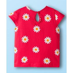 Babyhug 100% Cotton Knit Half Sleeves T-Shirts with Floral & Have A Nice Day Text Print Pack of 3 - Navy Blue Red & White