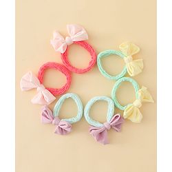 Babyhug Free Size Rubber Bands with Bow Applique Pack of 6 - Multicolor