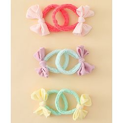 Babyhug Free Size Rubber Bands with Bow Applique Pack of 6 - Multicolor