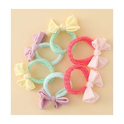 Babyhug Free Size Rubber Bands with Bow Applique Pack of 6 - Multicolor