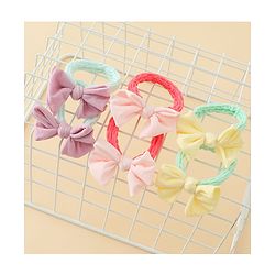 Babyhug Free Size Rubber Bands with Bow Applique Pack of 6 - Multicolor