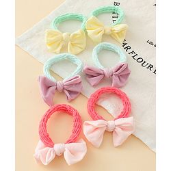 Babyhug Free Size Rubber Bands with Bow Applique Pack of 6 - Multicolor