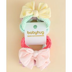 Babyhug Free Size Rubber Bands with Bow Applique Pack of 6 - Multicolor
