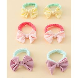 Babyhug Free Size Rubber Bands with Bow Applique Pack of 6 - Multicolor