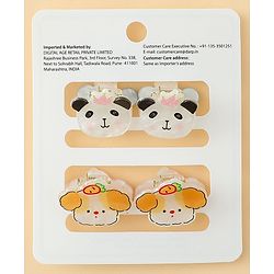 Babyhug Hair Clip with Panda & Puppy  Applique Pack of 4 -  Multicolor