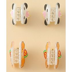 Babyhug Hair Clip with Panda & Puppy  Applique Pack of 4 -  Multicolor